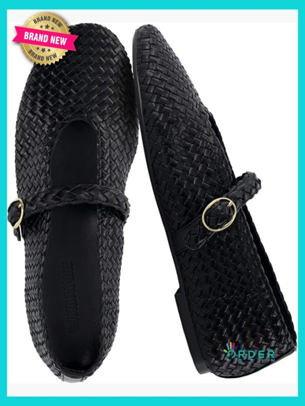 Woven Mary Jane Flats Comfort Memory Foam Ballet Shoes Strap Buckle Office Work